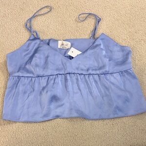 Wilfred Light Blue Satin Camisole Crop Top